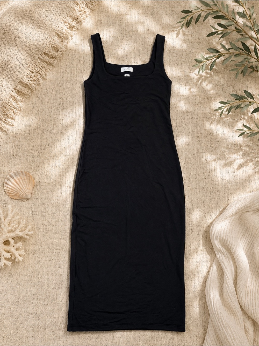 Aritzia Babaton Contour Midi Dress Black Sleeveless Bodycon M